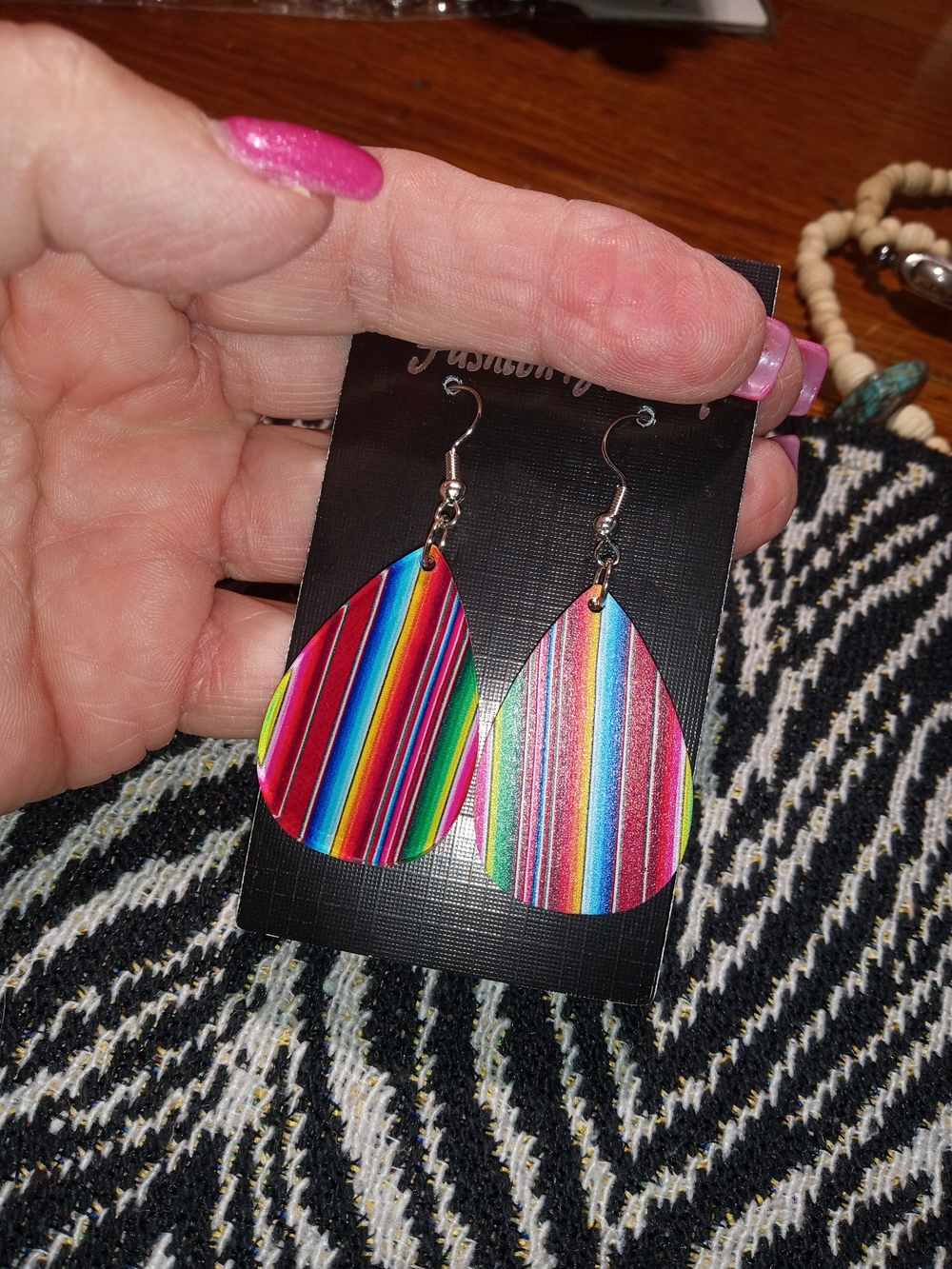 Colorful Striped Teardrop Earrings Serape Multi-Color